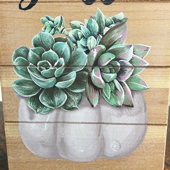 “Blessed” sign with light purple/gray pumpkin and succulents - Picture 2 of 7